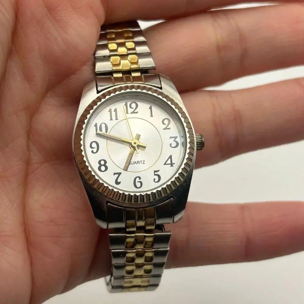 Women’s Two Tone Quartz Watch St. Steel Working New Battery